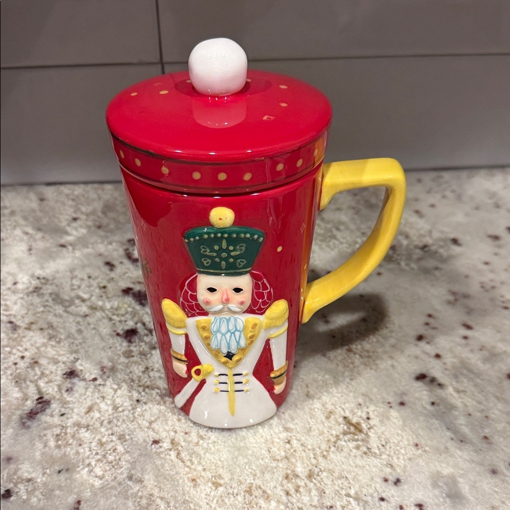 Tag Nutcracker Ceramic Mug with Lid